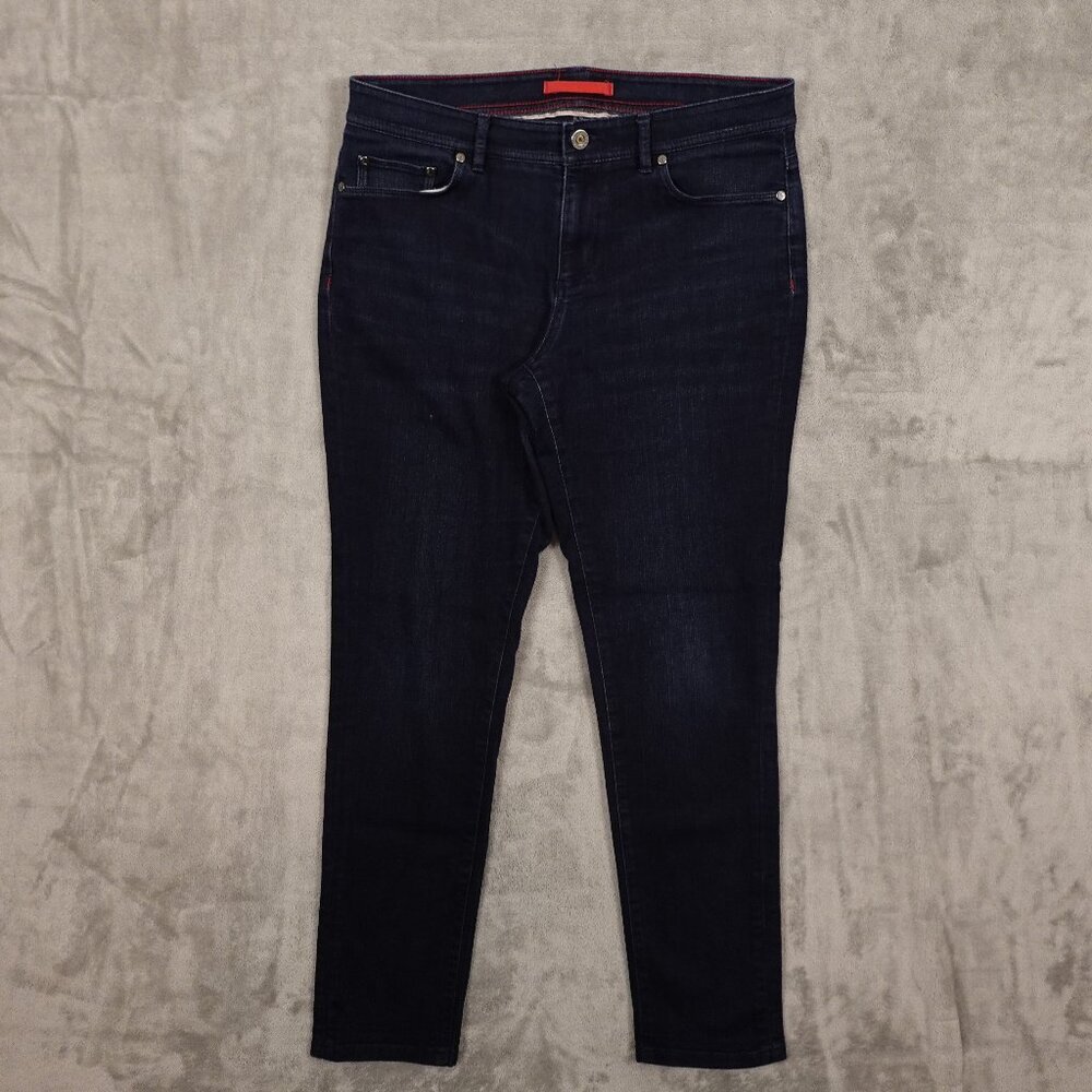 LL Bean beanflex jeans mid rise skinny women's 10 dark indigo blue